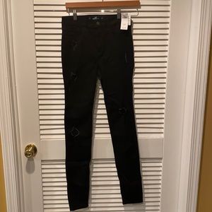 Hollister Black high-rise/high-waisted ripped skinny jeans  (3L)